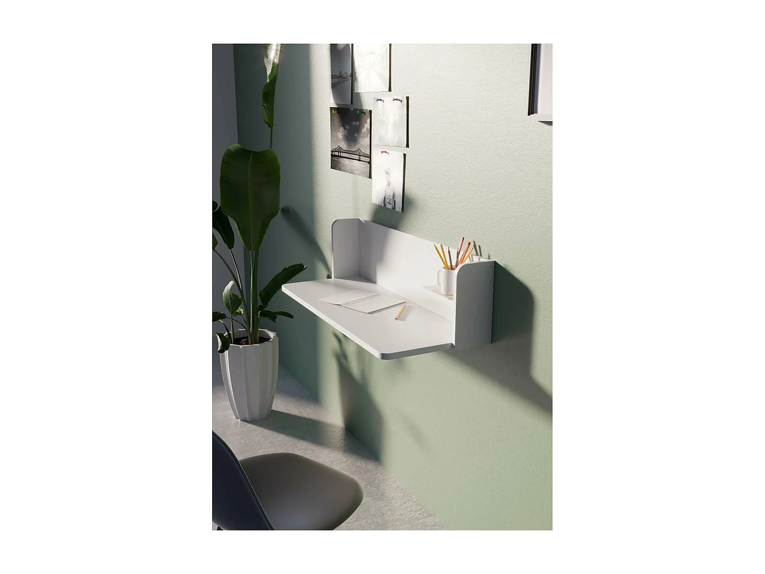 Mesa estudio para colgar Mod-Roman acabado blanco, 35 x 90 x 25 cm (fondo x ancho x alto)