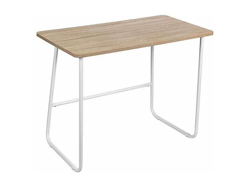 Mesa oficina o despacho patas metálicas en acabado roble/blanco 76 cm(alto)100 cm(ancho)5