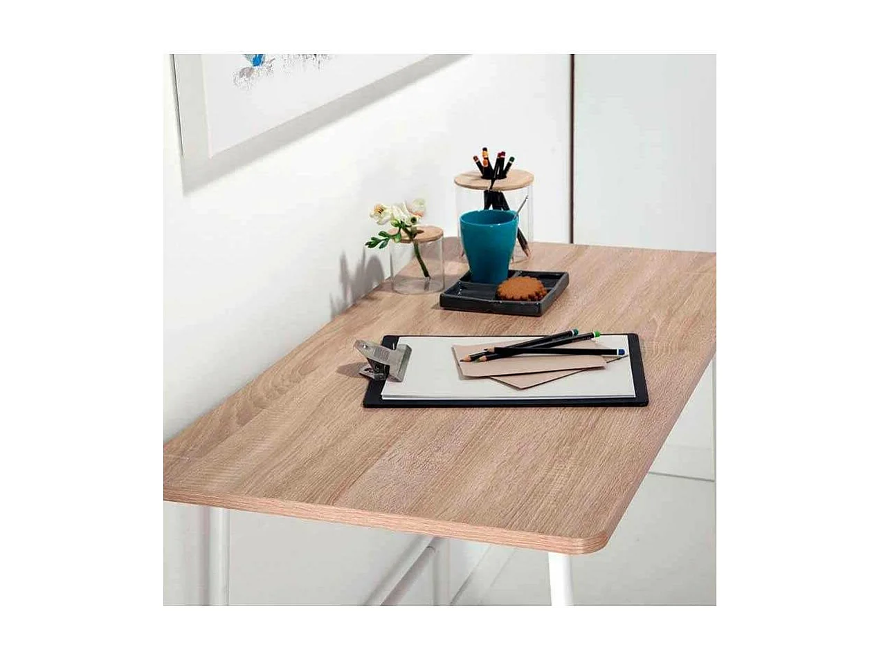 Mesa oficina o despacho patas metálicas en acabado roble/blanco 76 cm(alto)100 cm(ancho)5