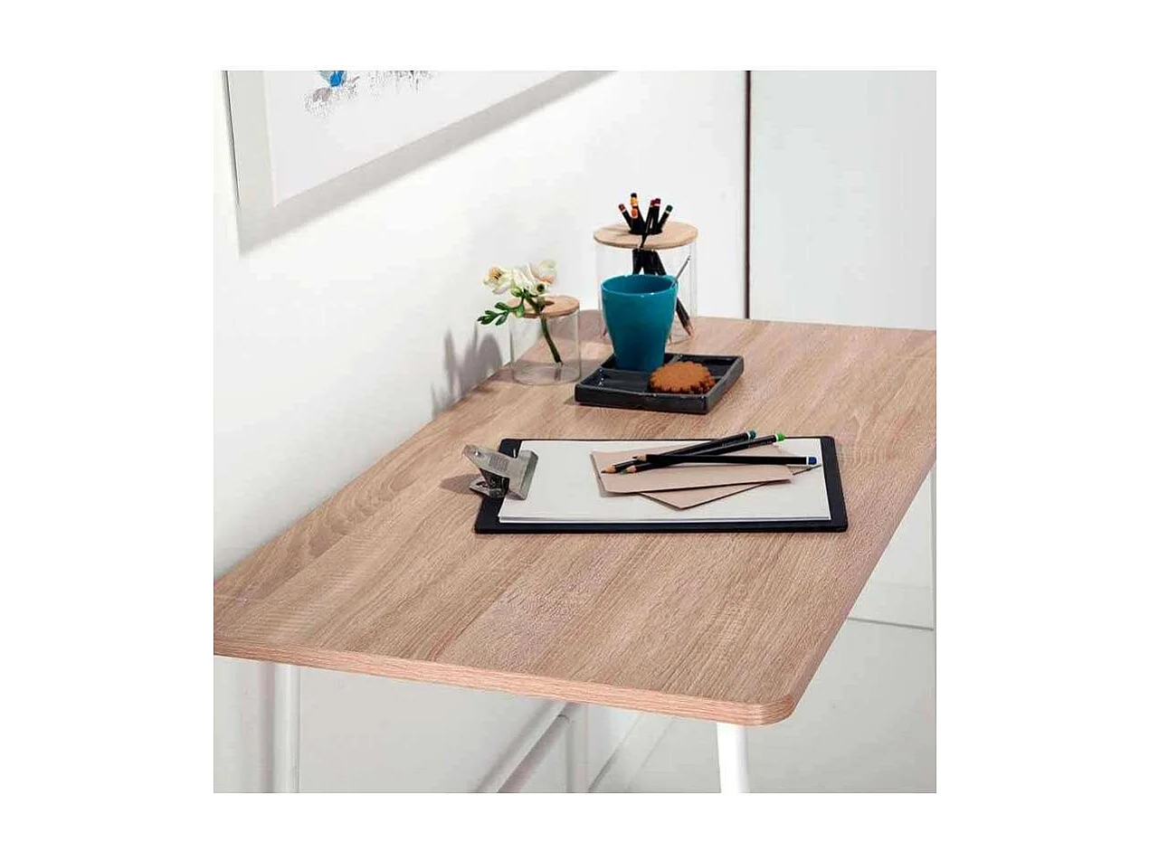 Mesa oficina o despacho patas metálicas en acabado roble/blanco 76 cm(alto)100 cm(ancho)5