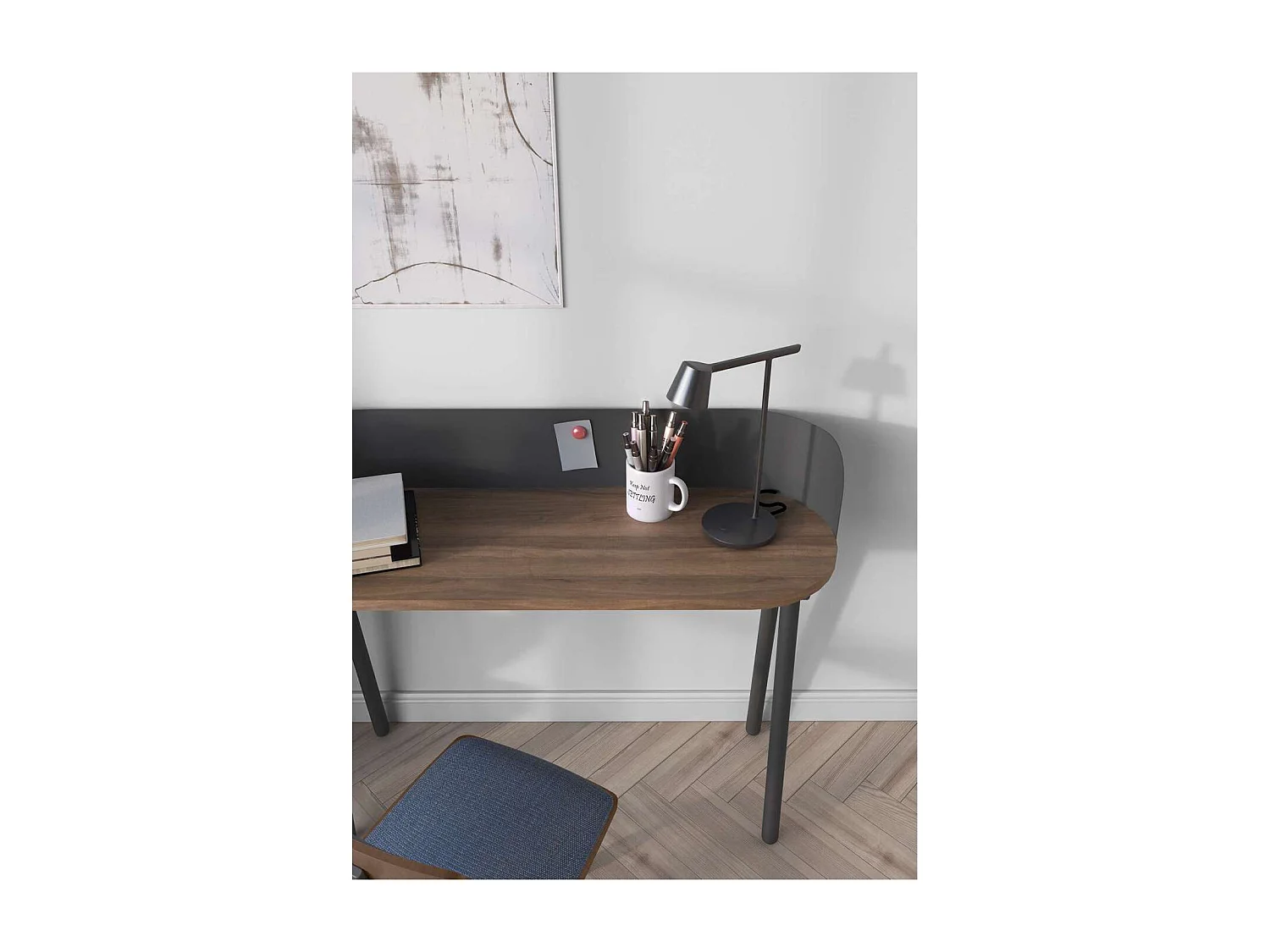 Mesa estudio Mod-634 acabado en color nogal/grafito, 40 x 120 x 95 cm (fondo x ancho x alt