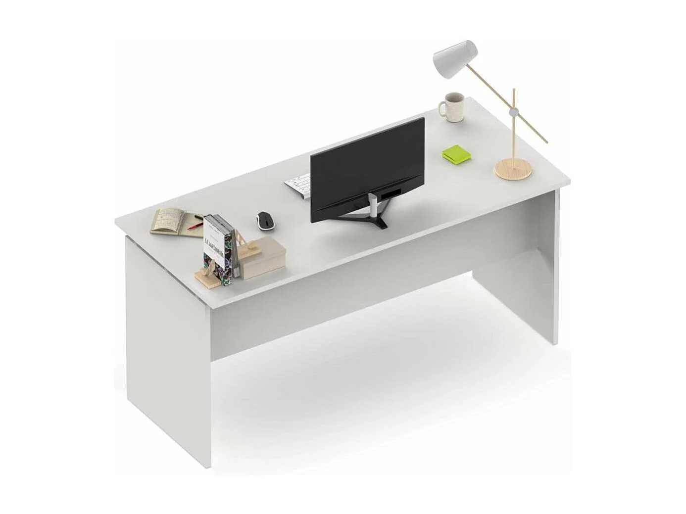 Mesa oficina o despacho Rivoli acabado blanco, 76cm(alto) 155cm(ancho) 68cm(fondo)