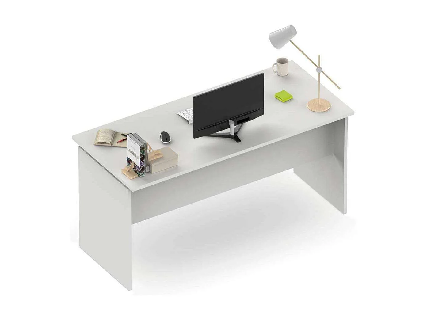 Mesa oficina o despacho Rivoli acabado blanco, 76cm(alto) 155cm(ancho) 68cm(fondo)