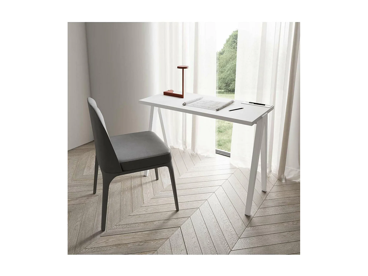 Mesa estudio Mod-629 acabado blanco, 47x 107 x 78 cm (fondo x ancho x alto)