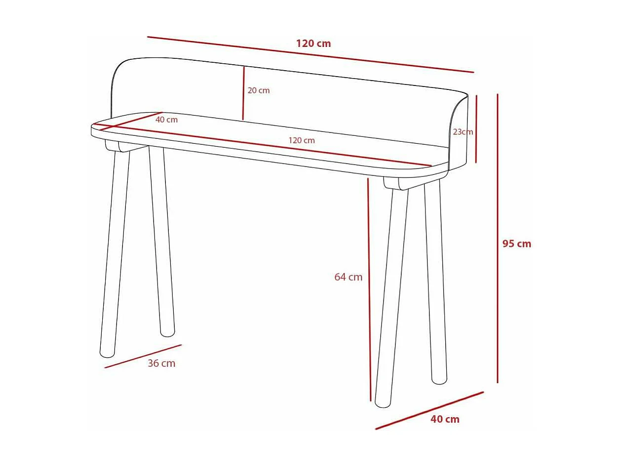 Mesa estudio Mod-634 acabado en color roble/blanco, 40 x 120 x 95 cm (fondo x ancho x alto