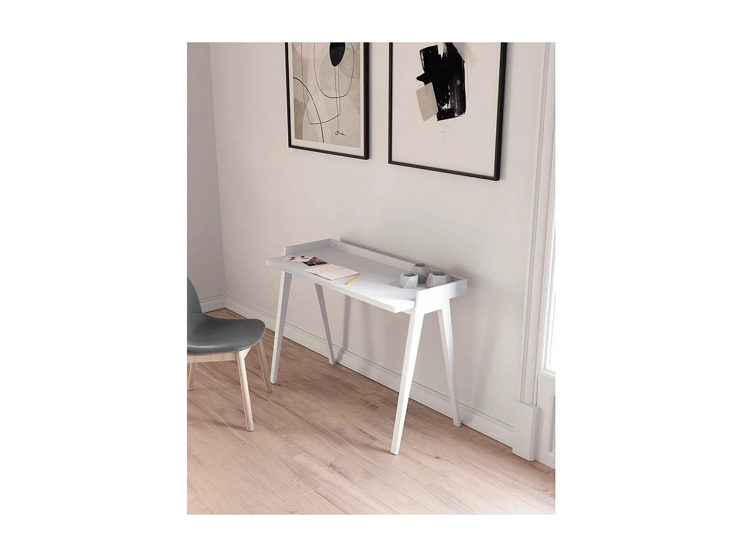 Mesa estudio Mod-Nairobi acabado blanco, 47 x 110 x 81 cm (fondo x ancho x alto)