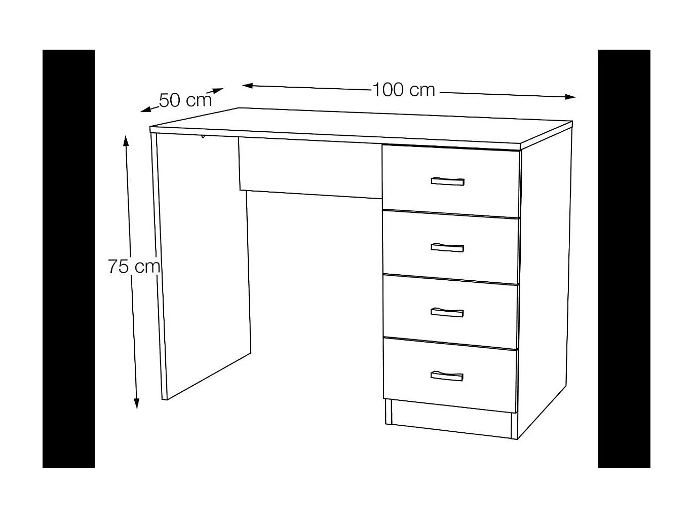 Mesa estudio Saturno en blanco con 4 cajones. 74 cm(alto)100 cm(ancho)50 cm(fondo)