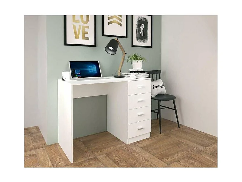 Mesa estudio Saturno en blanco con 4 cajones. 74 cm(alto)100 cm(ancho)50 cm(fondo)