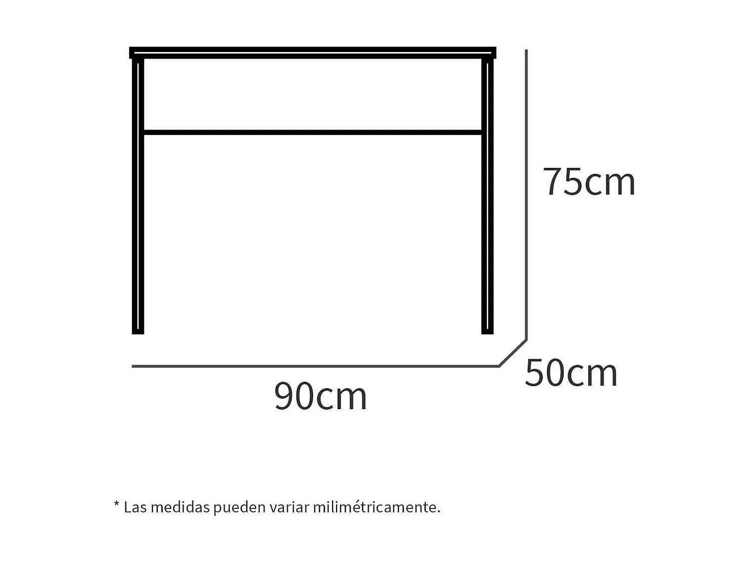 Mesa de despacho Turin acabado blanco, 75 cm(alto)90 cm(ancho)50 cm(fondo)