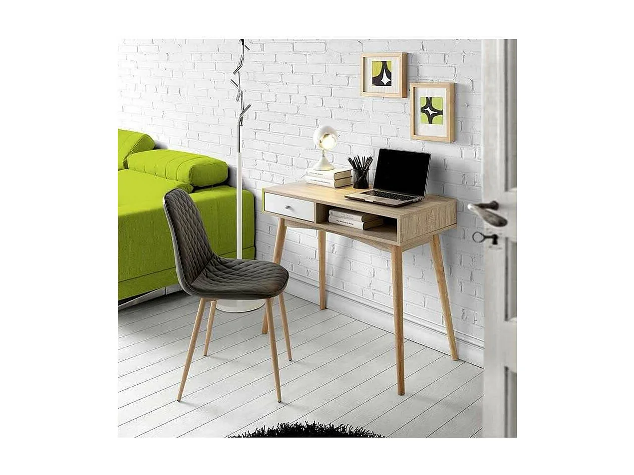 Mesa despacho moderna acabado roble/blanco,, 78 cm(alto)90 cm(ancho)45 cm(largo)