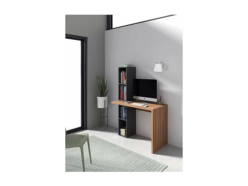 Mesa estudio Mod-Helsinki acabado nogal/grafito, 52 x 106 x 149 cm (fondo x ancho x alto)