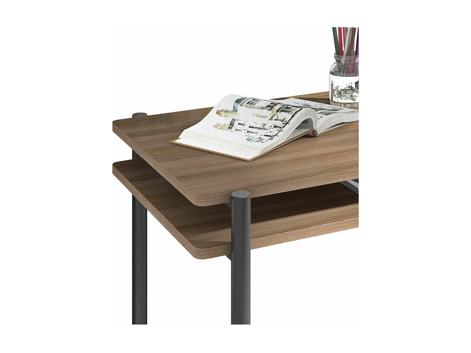 Mesa estudio Mod-Rio acabado nogal/grafito, 54 x 100 x 77 cm (fondo x ancho x alto)