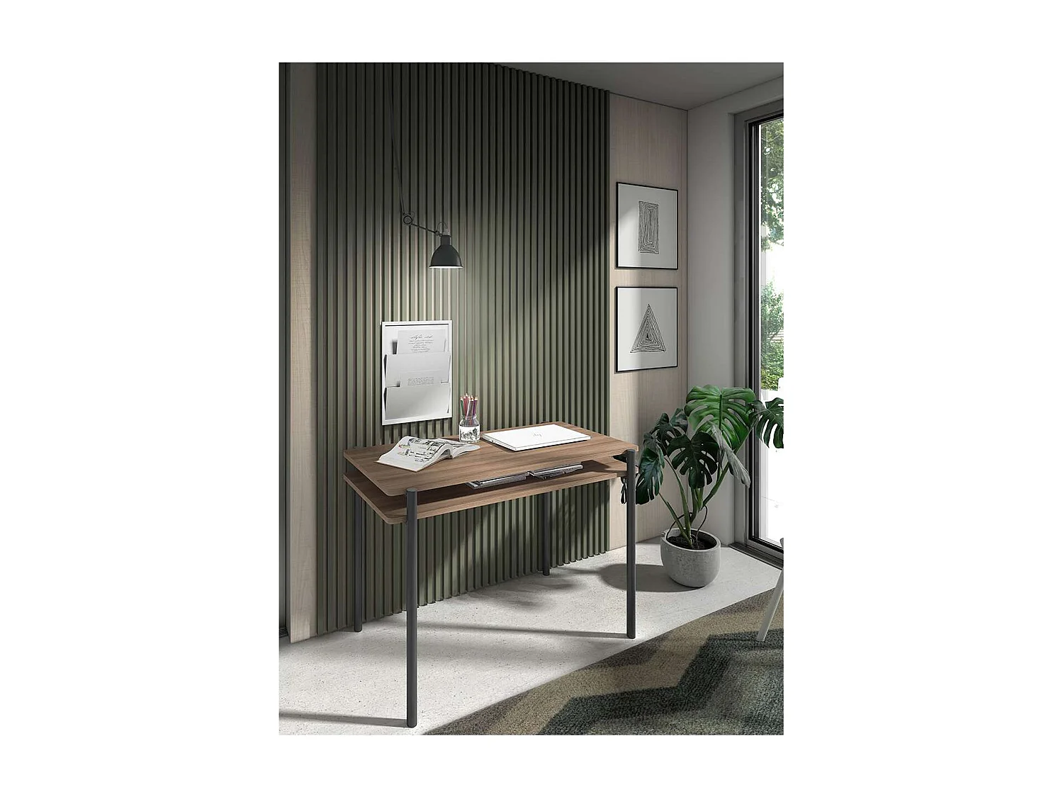 Mesa estudio Mod-Rio acabado nogal/grafito, 54 x 100 x 77 cm (fondo x ancho x alto)