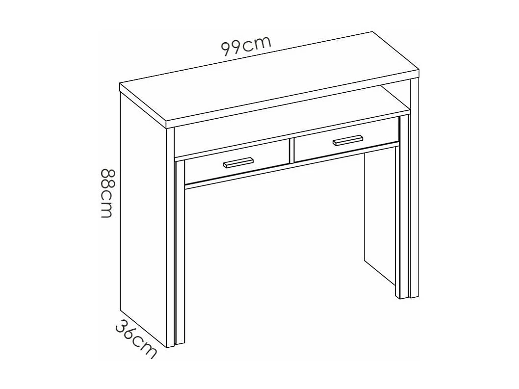 Mesa de despacho extensible Torreperogil acabado blanco brillo 88 cm(alto)99 cm(ancho)36 c