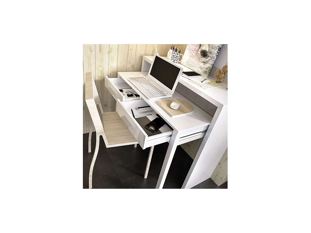 Mesa de despacho extensible Torreperogil acabado blanco brillo 88 cm(alto)99 cm(ancho)36 c