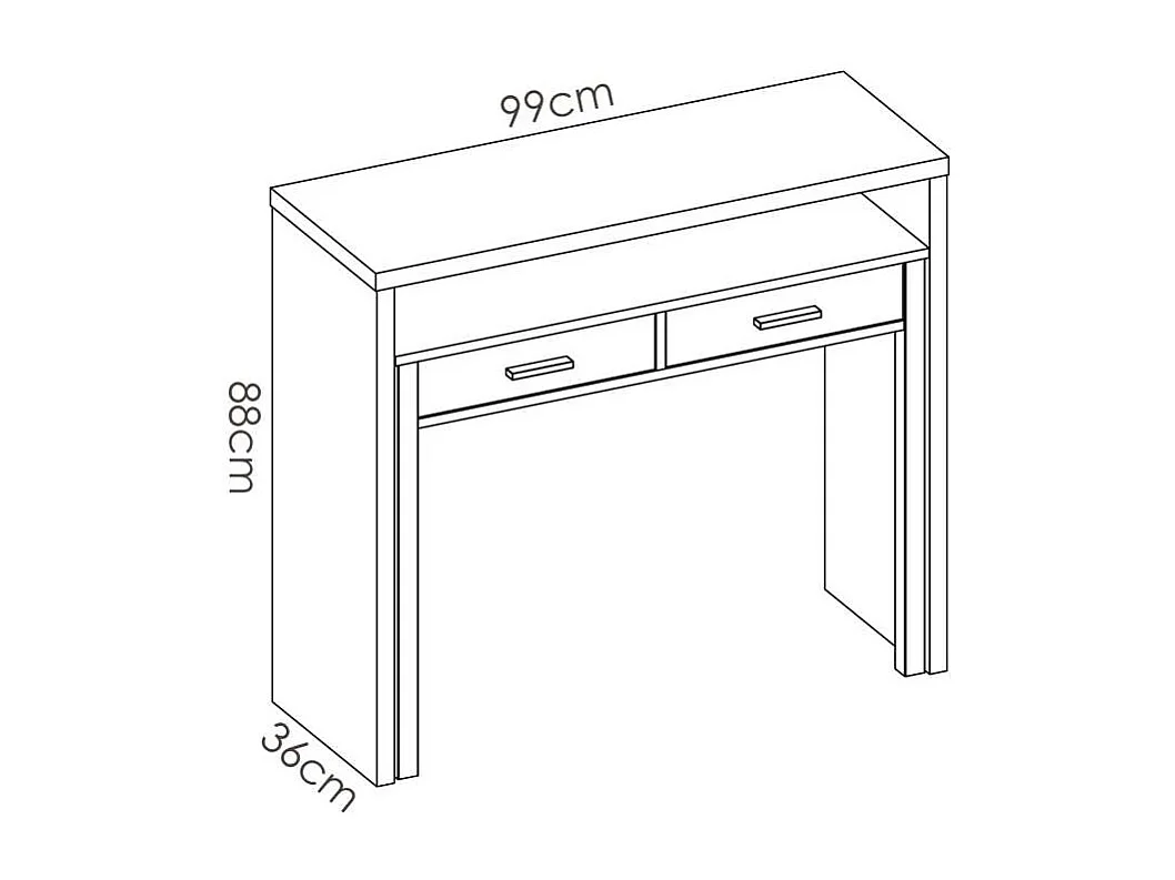 Mesa de despacho extensible Torreperogil acabado blanco brillo 88 cm(alto)99 cm(ancho)36 c