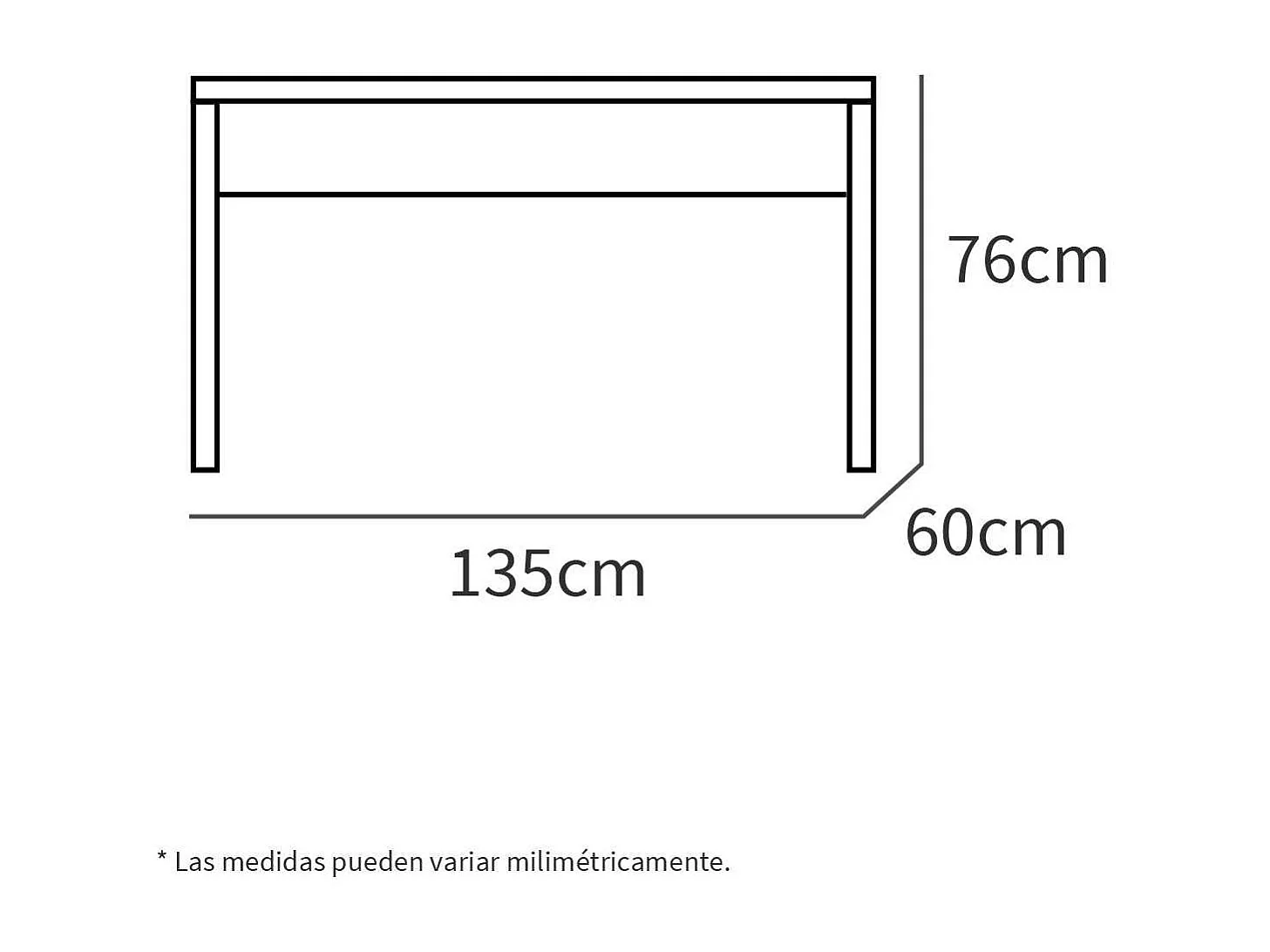 Mesa Estudio Nexus acabado blanco, 76cm(alto) 135cm(ancho) 60cm(fondo).