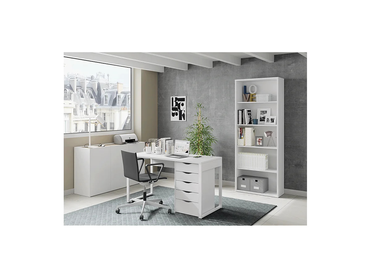 Mesa Estudio Nexus acabado blanco, 76cm(alto) 135cm(ancho) 60cm(fondo).