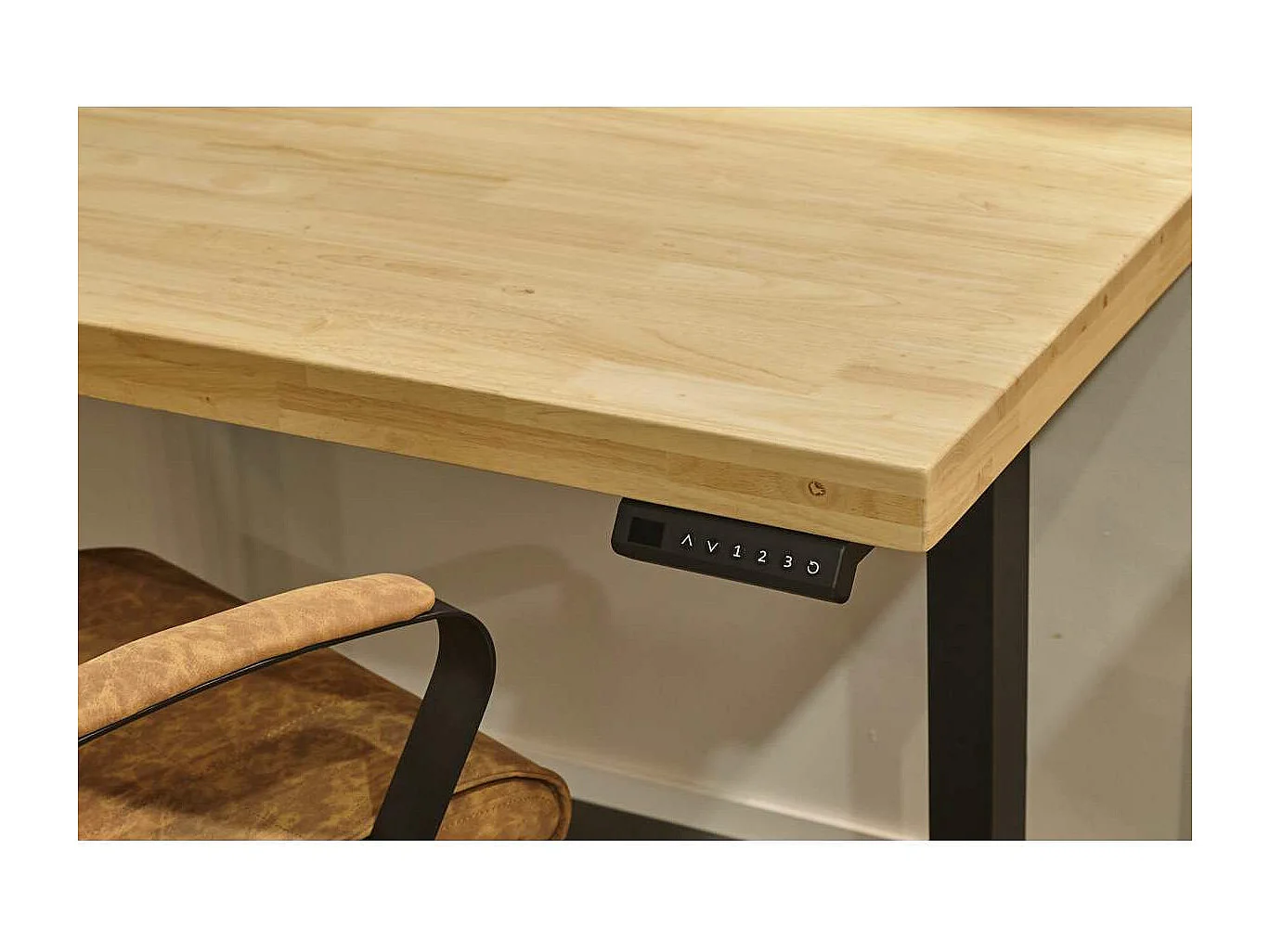 Mesa estudio STAND-140 elevable y motorizada acabado roble nordish/negro, 76/126cm(alto) 1