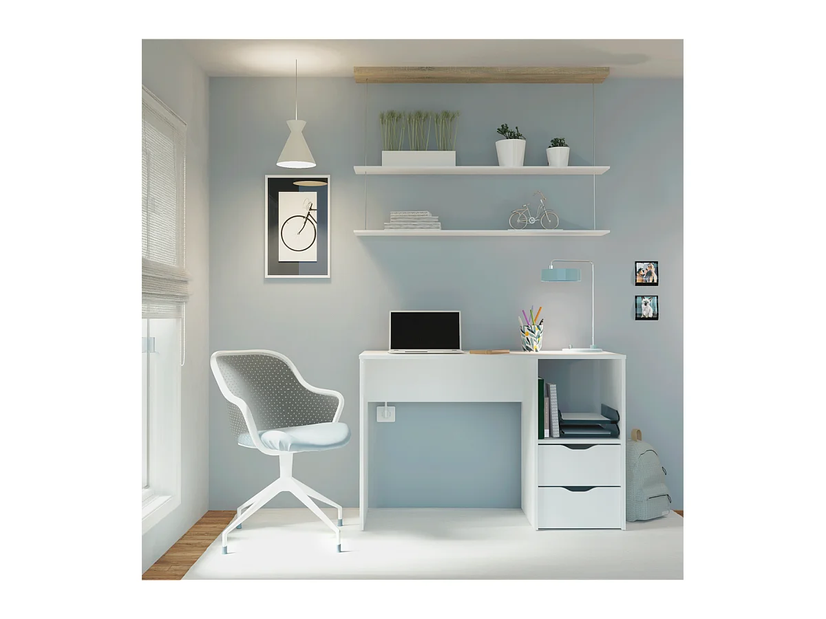 Mesa oficina o despacho Eko acabado blanco, 76 cm(alto)115 cm(ancho)50 cm(fondo)