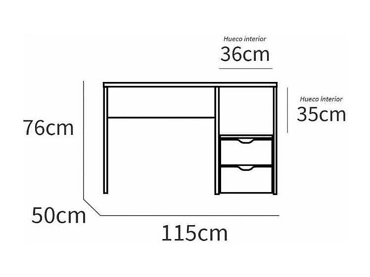Mesa oficina o despacho Eko acabado blanco, 76 cm(alto)115 cm(ancho)50 cm(fondo)