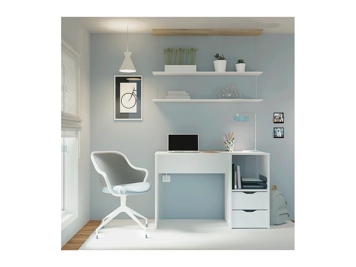 Mesa oficina o despacho Eko acabado blanco, 76 cm(alto)115 cm(ancho)50 cm(fondo)