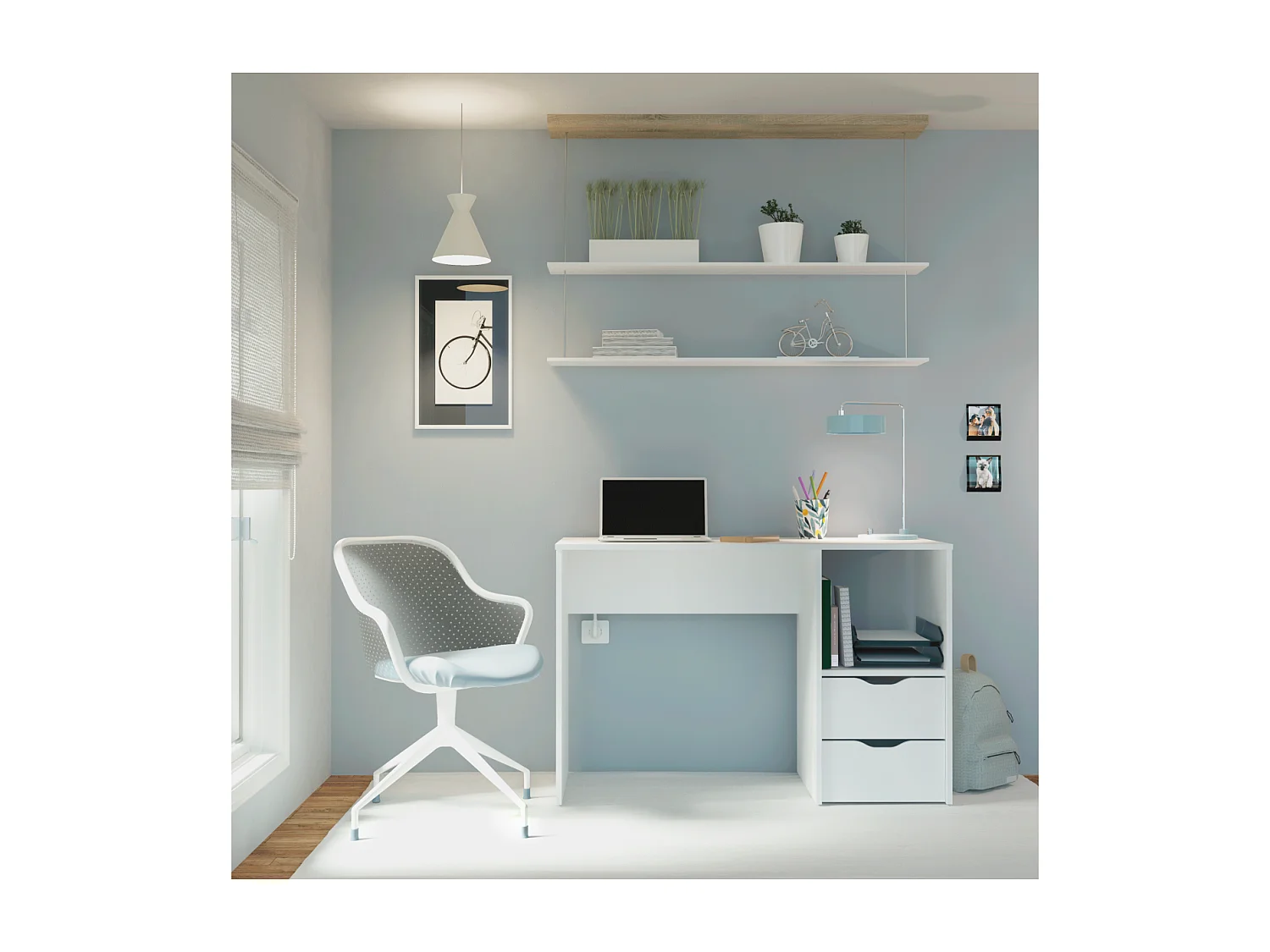 Mesa oficina o despacho Eko acabado blanco, 76 cm(alto)115 cm(ancho)50 cm(fondo)