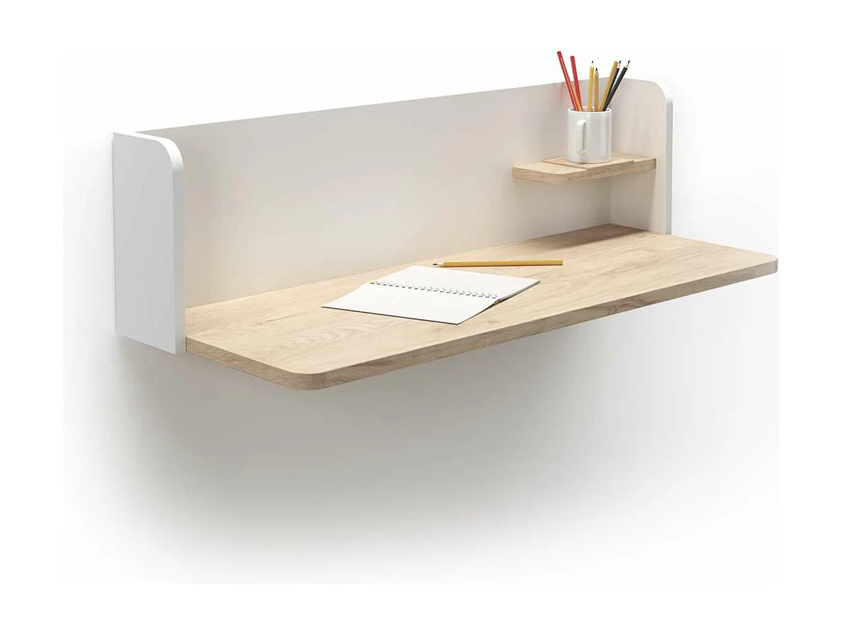 Mesa estudio para colgar Mod-Roman acabado roble/blanco, 35 x 90 x 25 cm (fondo x ancho x