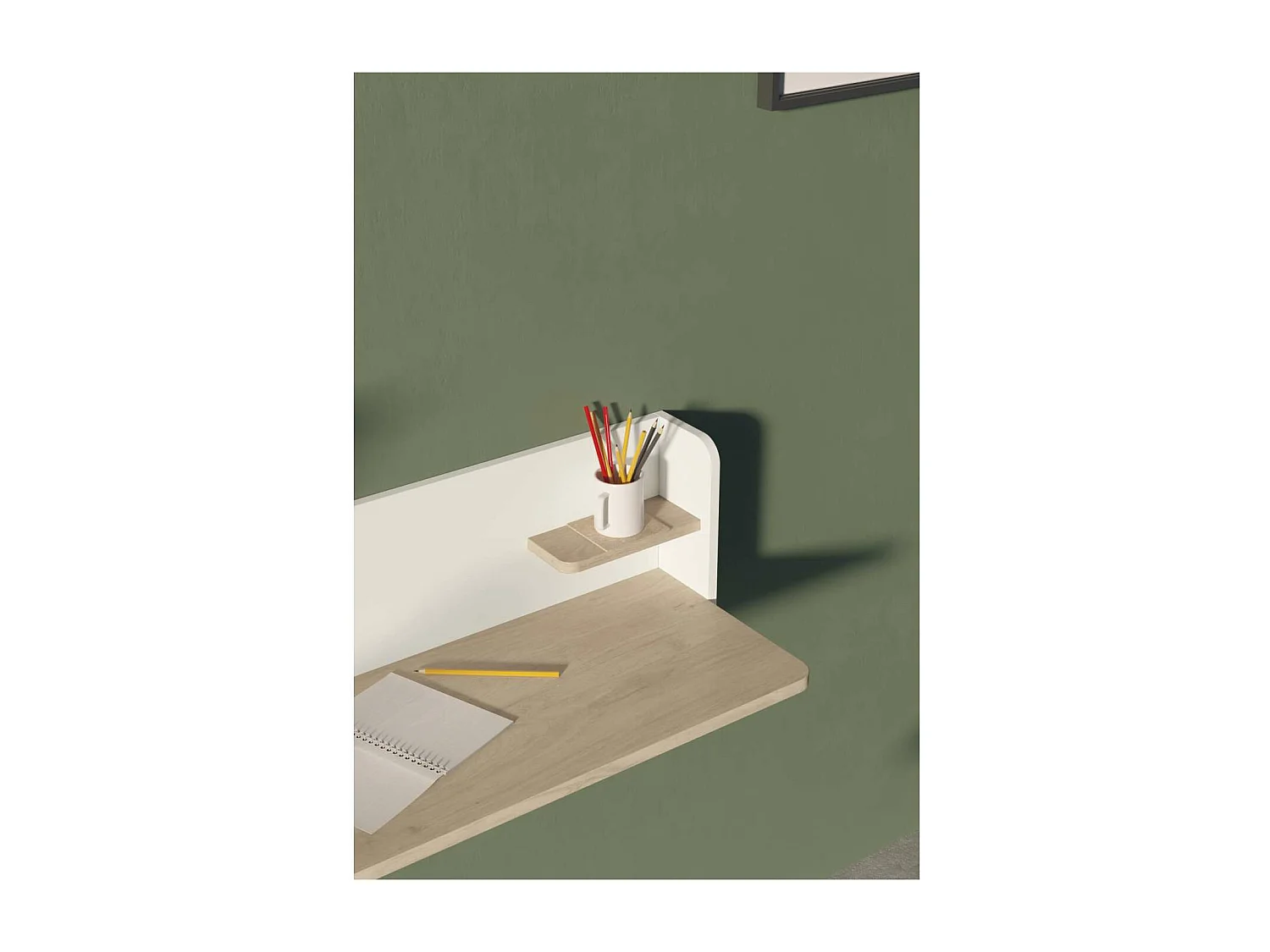 Mesa estudio para colgar Mod-Roman acabado roble/blanco, 35 x 90 x 25 cm (fondo x ancho x