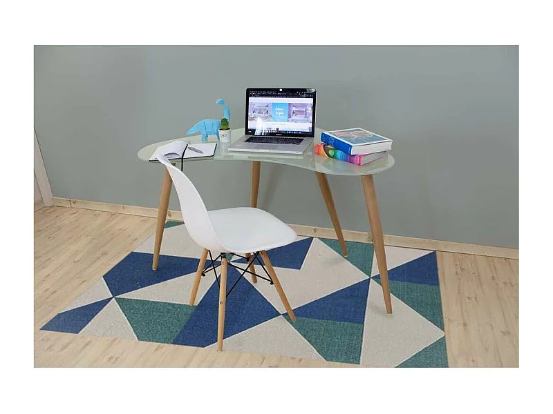 Mesa de estudio Md-Polar acabado cristal translúcido, 74cm(alto) x 60cm(ancho) x 120cm(fo