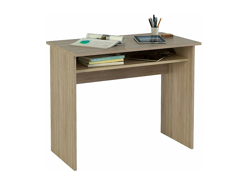 Escritorio Tierra color roble con balda interior fija. 74 cm(alto)90 cm(ancho)50 cm(fondo)