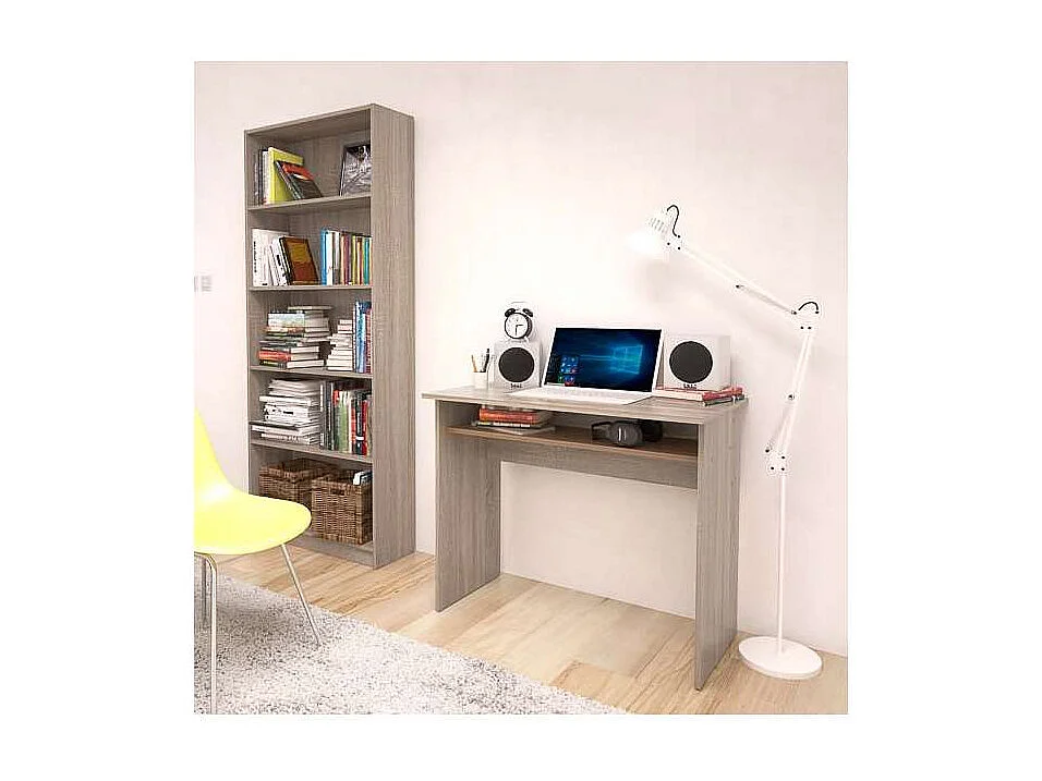 Escritorio Tierra color roble cortez con balda interior fija. 74 cm(alto)90 cm(ancho)50 cm