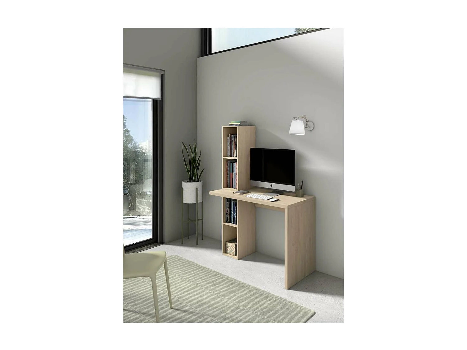 Mesa estudio Mod-Helsinki acabado roble, 52 x 106 x 149 cm (fondo x ancho x alto)