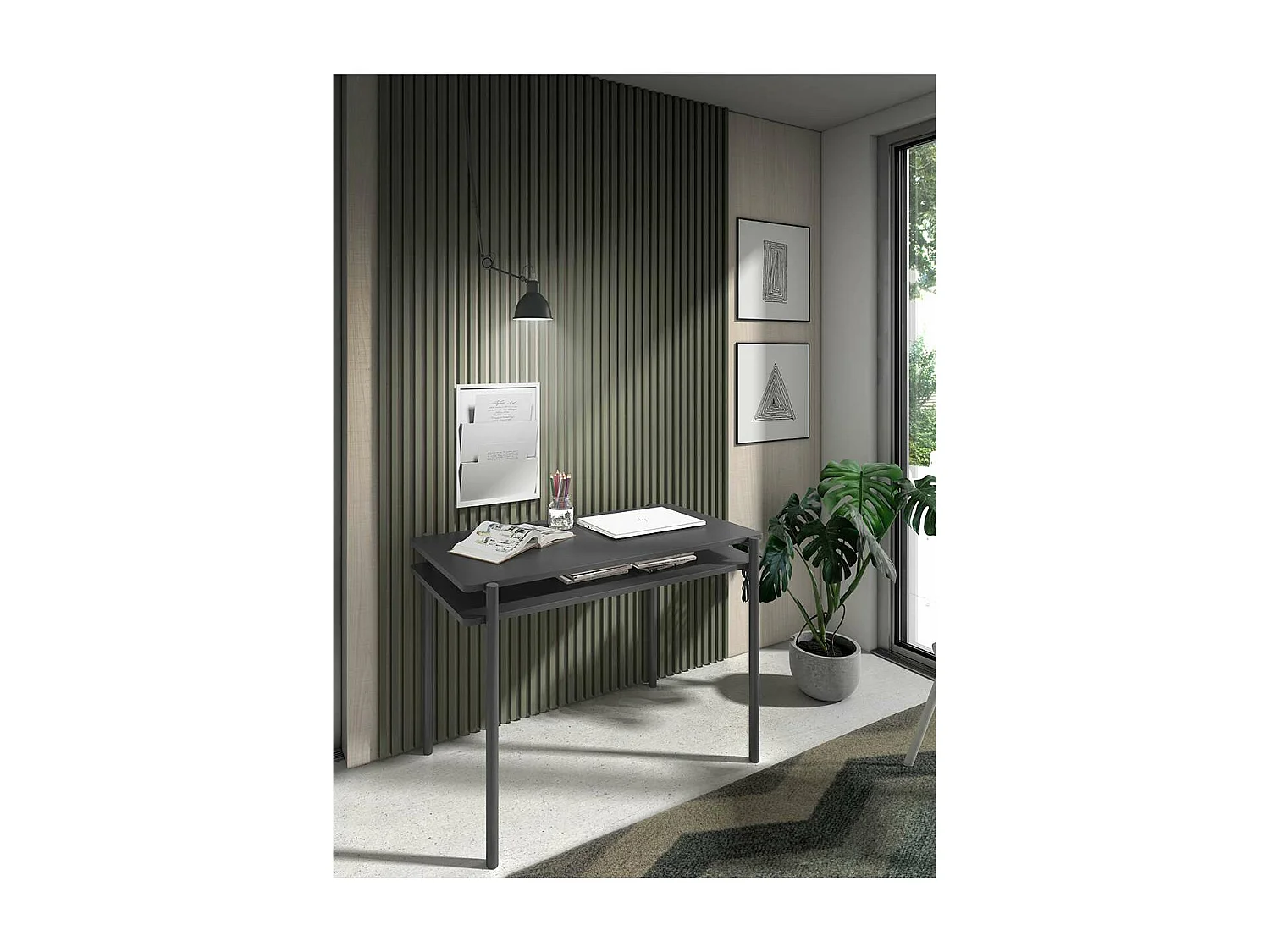 Mesa estudio Mod-Rio acabado grafito, 54 x 100 x 77 cm (fondo x ancho x alto)