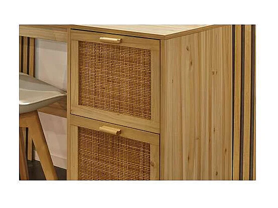 Mesa estudio modelo Decor acabado pino/rattan, 120cm(ancho) 48cm(fondo) 75cm(alto)