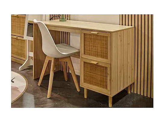 Mesa estudio modelo Decor acabado pino/rattan, 120cm(ancho) 48cm(fondo) 75cm(alto)