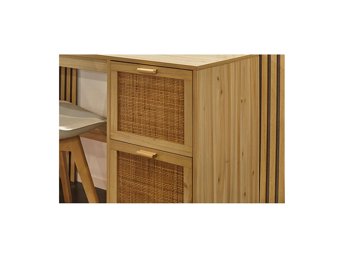 Mesa estudio modelo Decor acabado pino/rattan, 120cm(ancho) 48cm(fondo) 75cm(alto)
