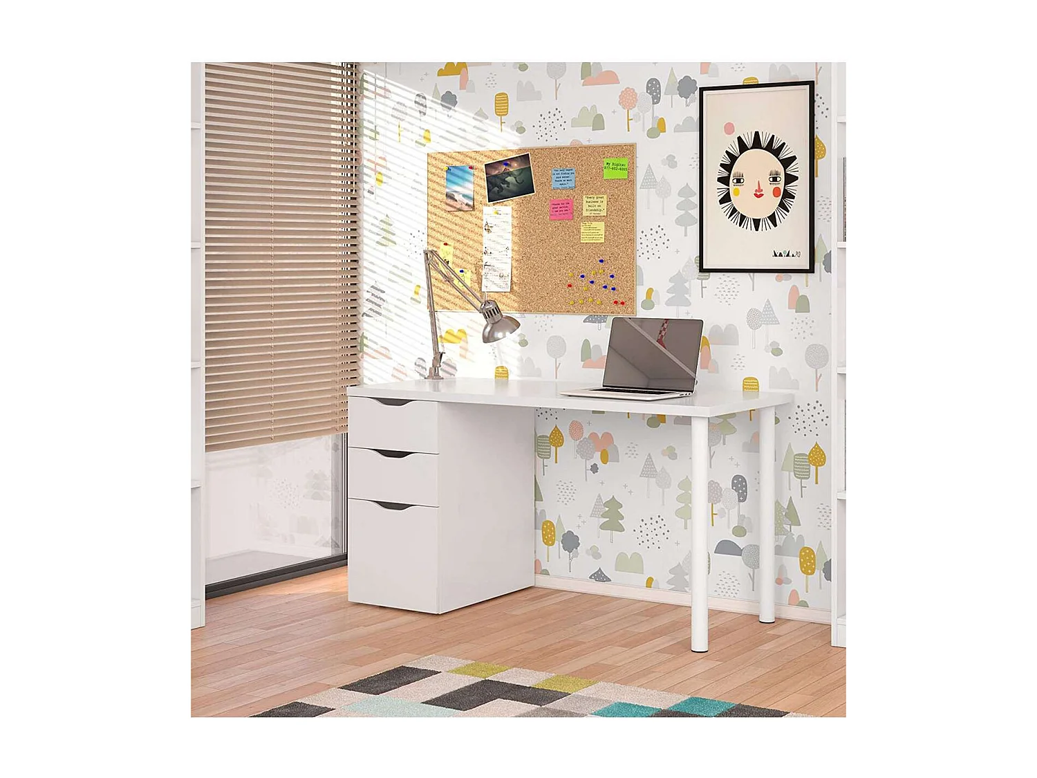 Mesa de ordenador reversible Seul en acabado blanco 74 cm(alto)138 cm(ancho)60 cm(largo)