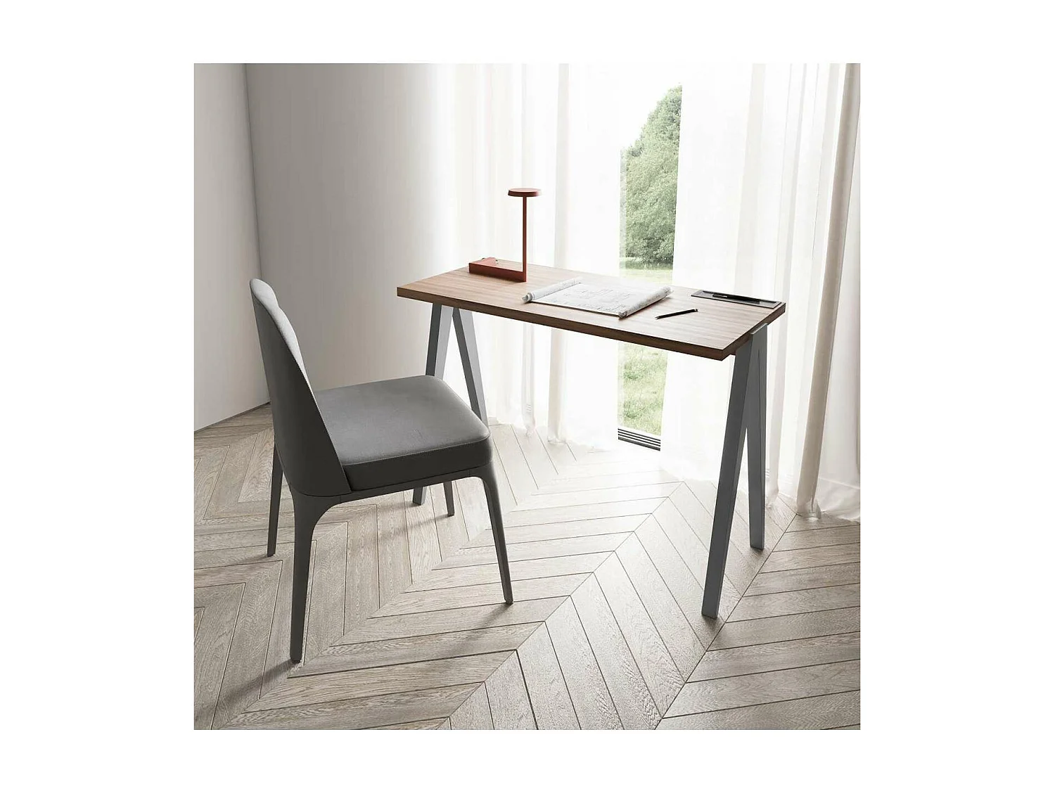 Mesa estudio Mod-629 acabado nogal/gris, 47x 107 x 78 cm (fondo x ancho x alto)