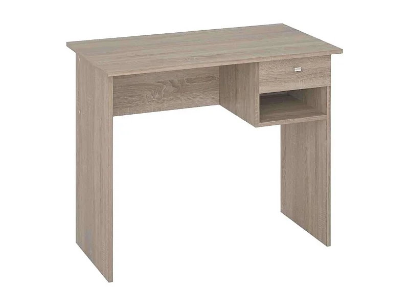 Escritorio Marte en acabado roble con un cajón. 74 cm(alto)90 cm(ancho)50 cm(fondo)