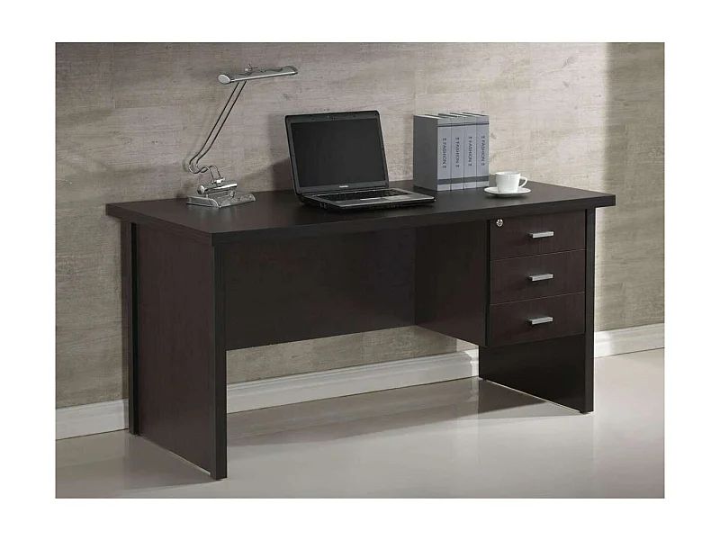Mesa de despacho tres cajones acabado wengué, 75cm(alto) 150cm(ancho) 71cm(largo)