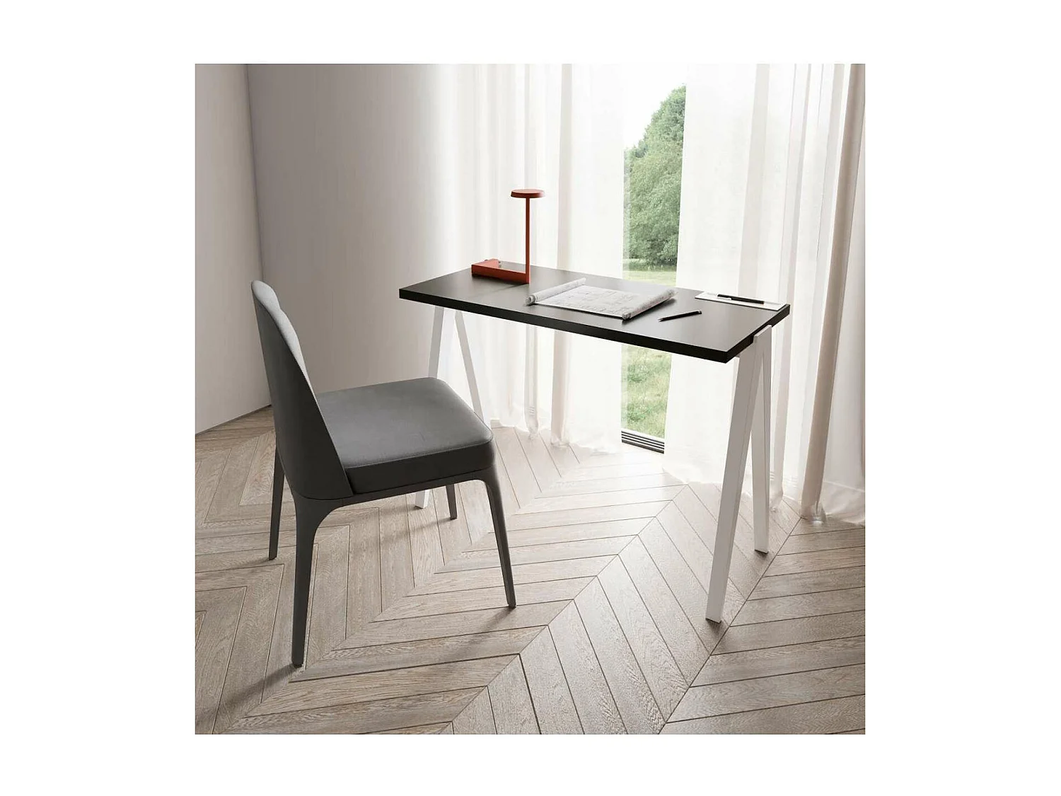 Mesa estudio Mod-629 acabado grafito/blanco, 47x 107 x 78 cm (fondo x ancho x alto)