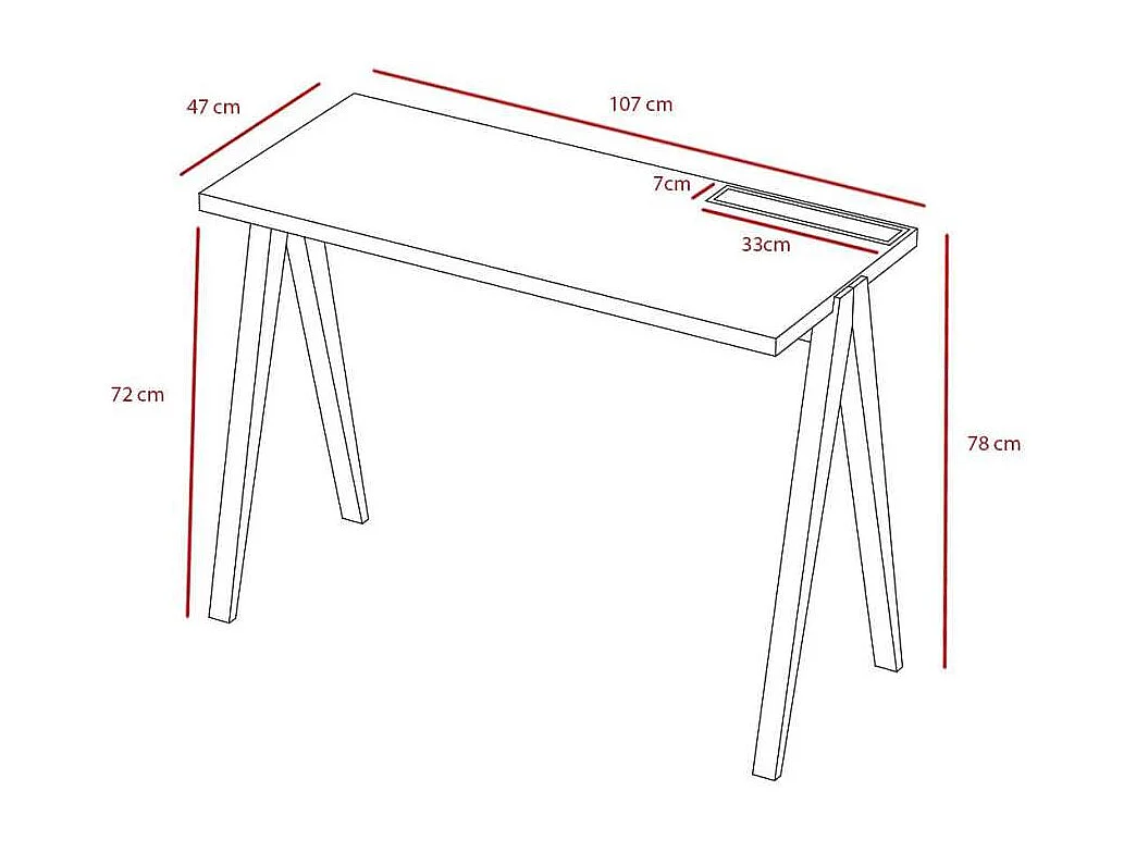 Mesa estudio Mod-629 acabado grafito/blanco, 47x 107 x 78 cm (fondo x ancho x alto)