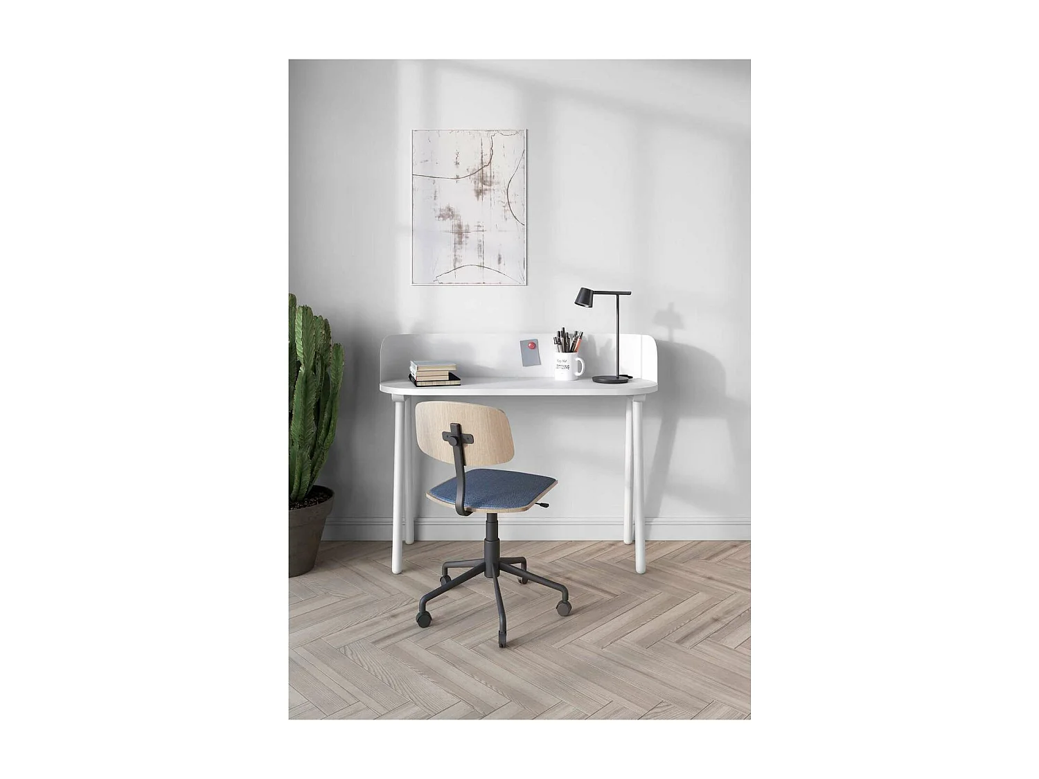 Mesa estudio Mod-634 acabado en color blanco, 40 x 120 x 95 cm (fondo x ancho x alto)