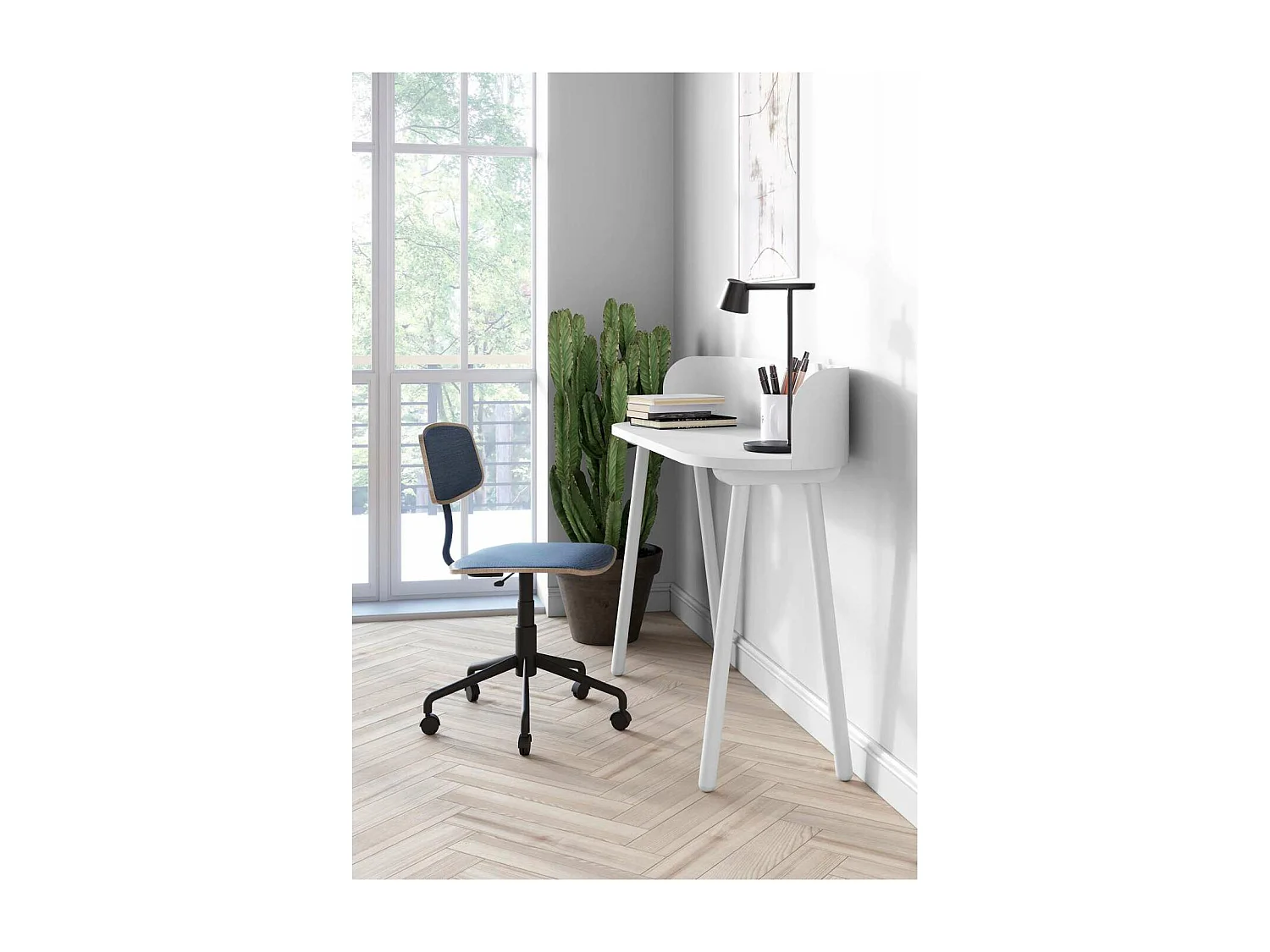 Mesa estudio Mod-634 acabado en color blanco, 40 x 120 x 95 cm (fondo x ancho x alto)