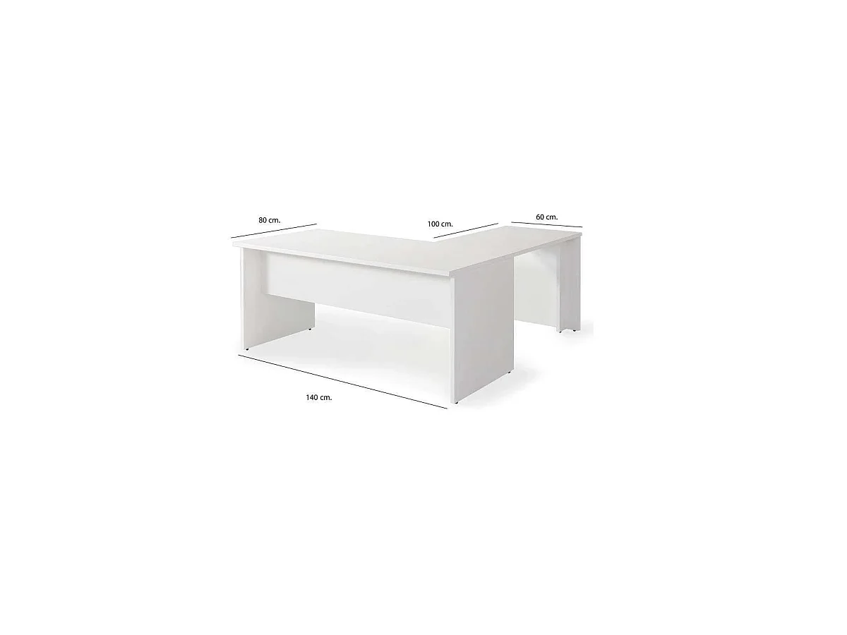 Mesa para oficina o estudio esquinero acabado blanco, 73/75 cm(alto)140/180 cm(ancho)80/60