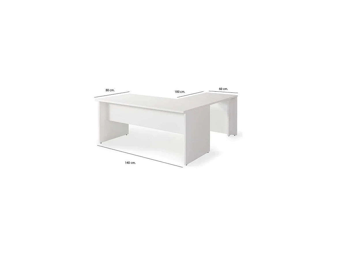 Mesa para oficina o estudio esquinero acabado blanco, 73/75 cm(alto)140/180 cm(ancho)80/60