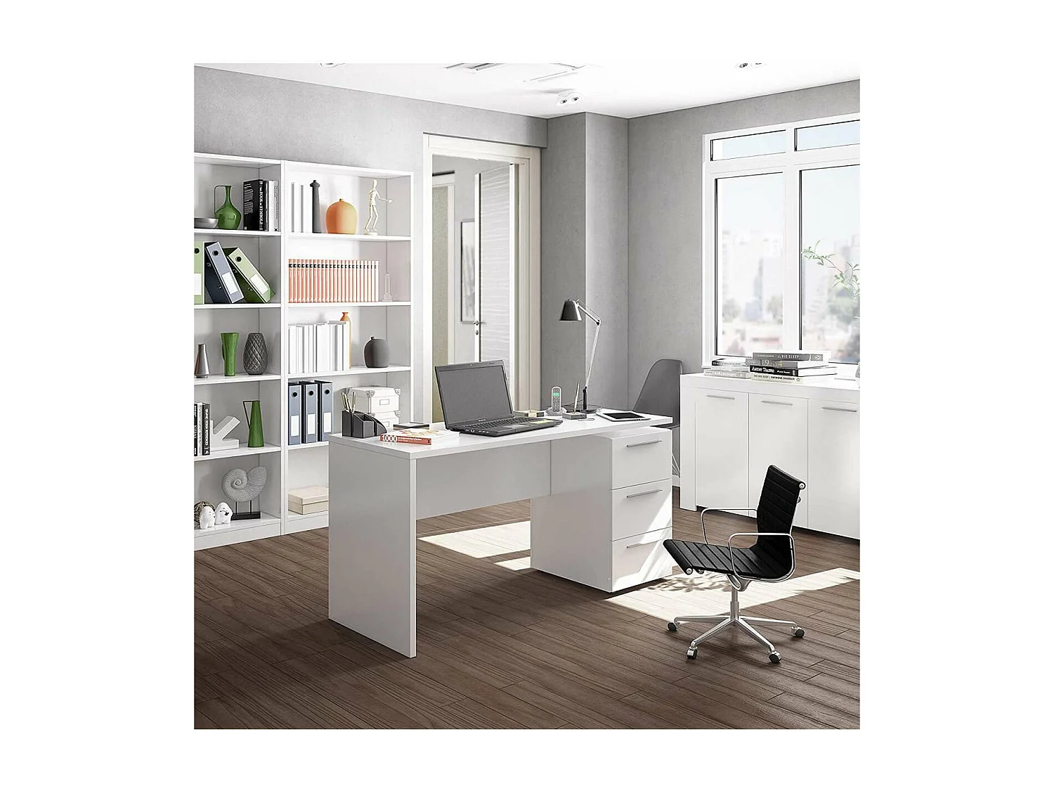 Mesa despacho Tokio tres cajones blanco artik 74 cm(alto)138 cm(ancho)60 cm(largo)