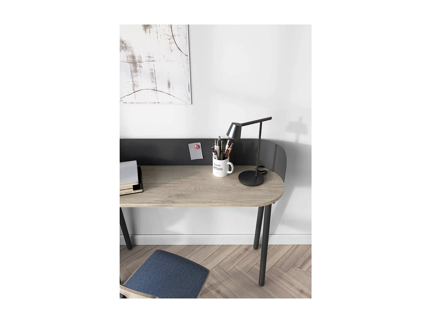 Mesa estudio Mod-634 acabado en color roble/grafito, 40 x 120 x 95 cm (fondo x ancho x alt