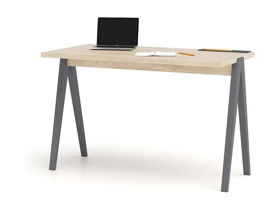 Mesa estudio Mod-635 acabado en color roble combinado con grafito, 60 x 120 x 78 cm (fondo